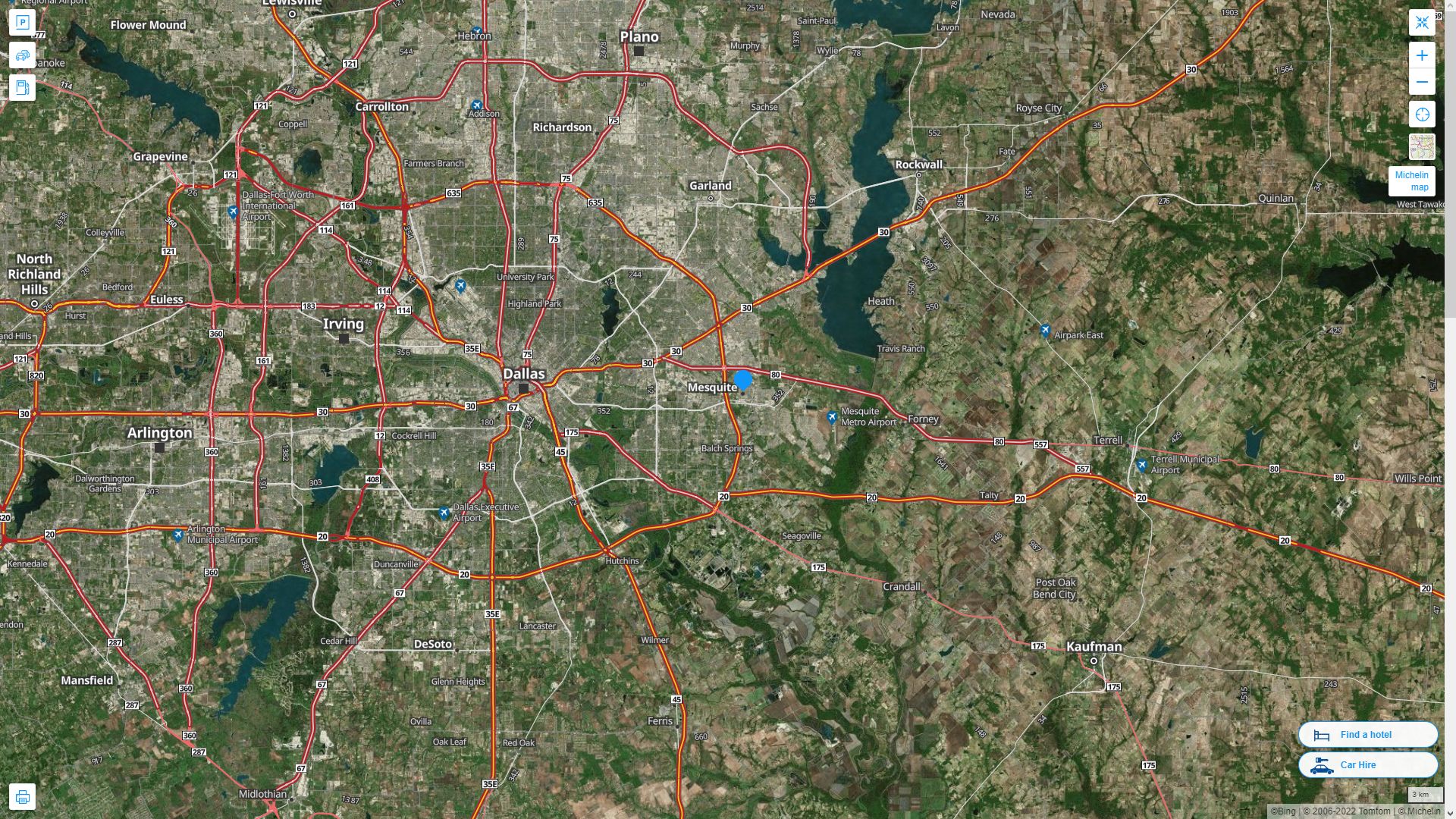 Mesquite Texas Highway and Road Map with Satellite View